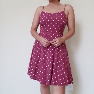 Red & white polka dot a-line flirty dress size m